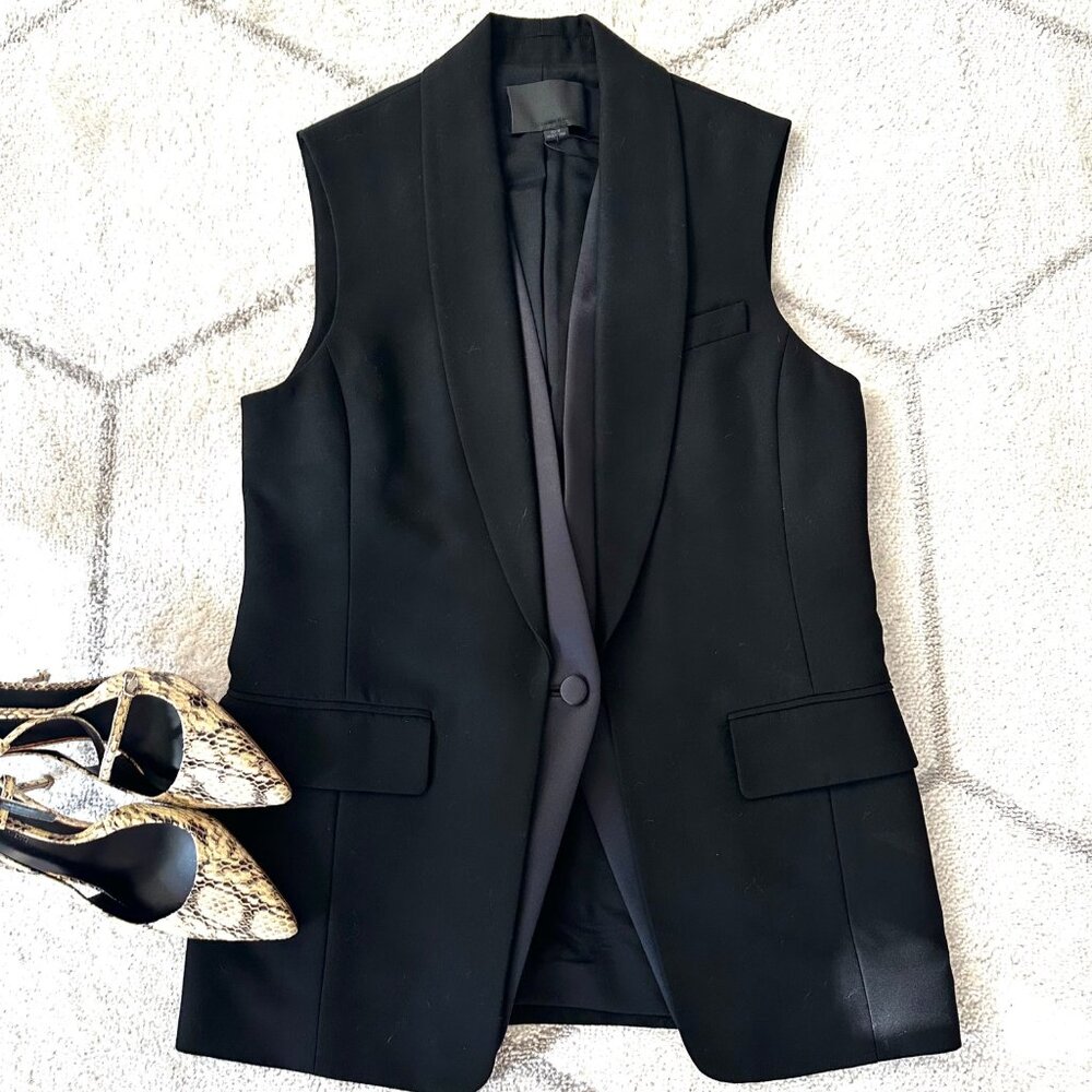 NWT Alexander Wang Sleek One-Button Tuxedo Style Vest Luxury Designer Sz 10